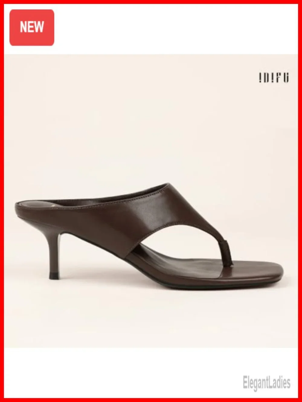 IDIFU Kitten Heel Thong Sandals Open Square Toe Slip On Flip Flops